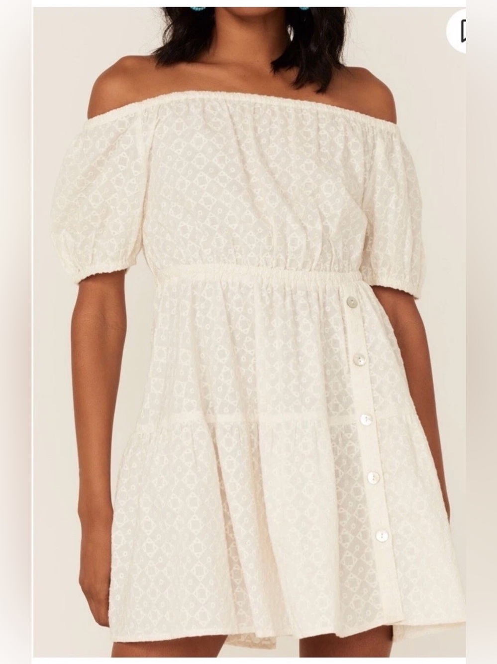 Shyanne White Eyelet Mini Dress Western Cowgirl Cottagecore Boho XXL
